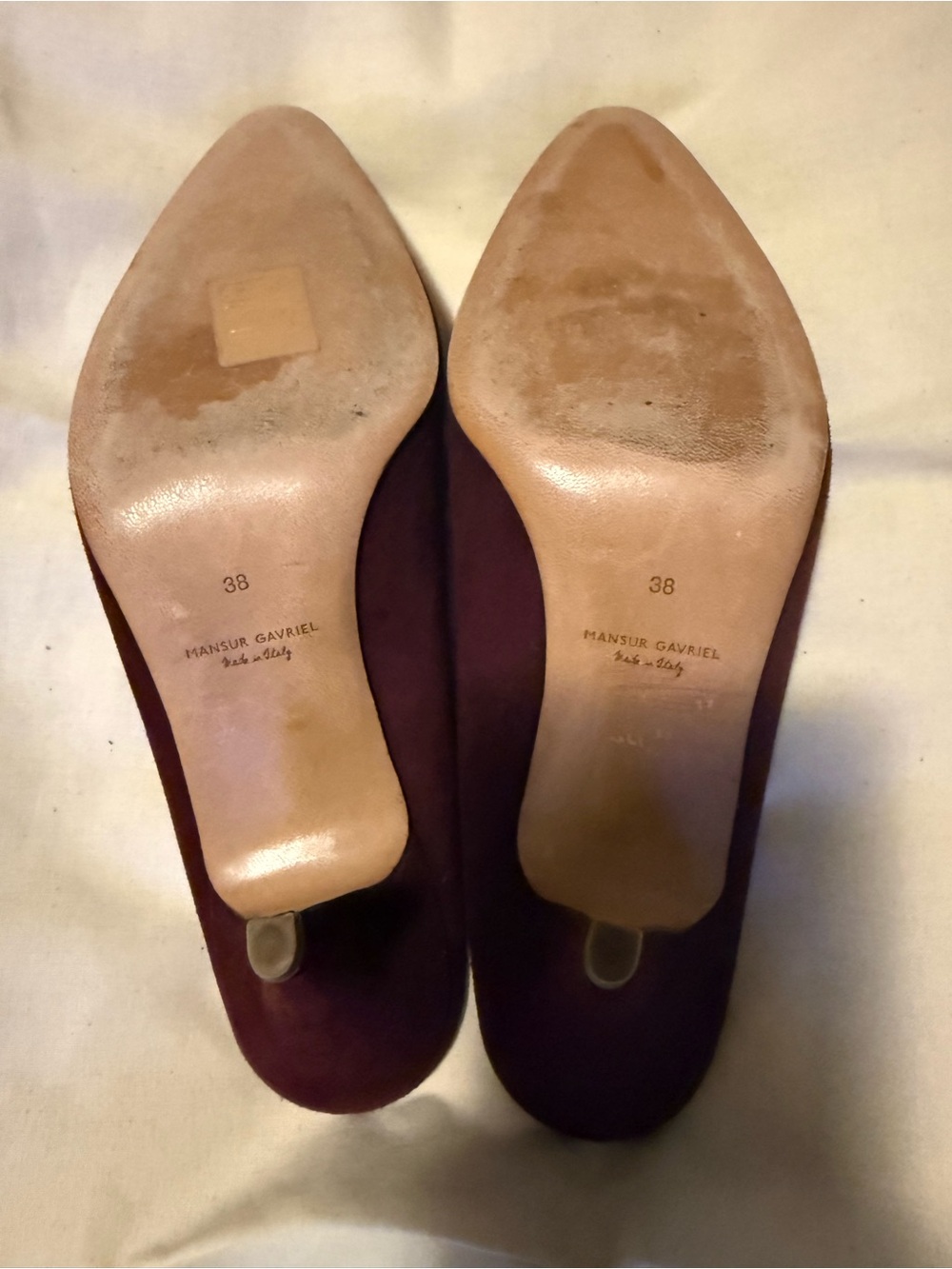 Mansur Gavriel Suede Almond-Toe Heel Mules - Picture 5 of 7